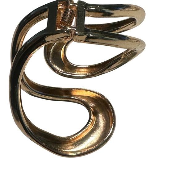 Vintage Sculptural Gold Tone Collar Necklace Matching Cuff Bracelet Set - Picture 9 of 11